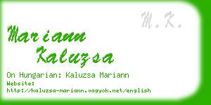mariann kaluzsa business card